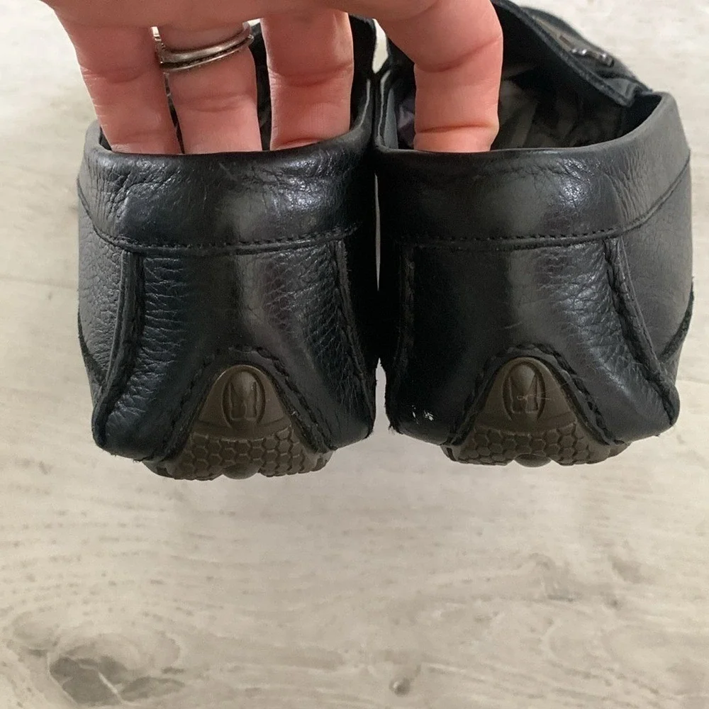 Moreschi Nassau Deerskin Driving Loafers Black‎ size 10 1/2 leather logo